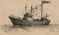 Engraving of a fishing trawler