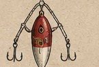 Vintage red and cream fishing lure
